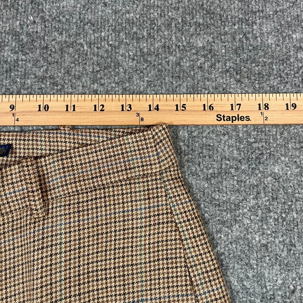 Polo Ralph Lauren Shorts Womens 6 Brown Houndstooth Linen Silk High Rise Cuffed - Picture 3 of 9